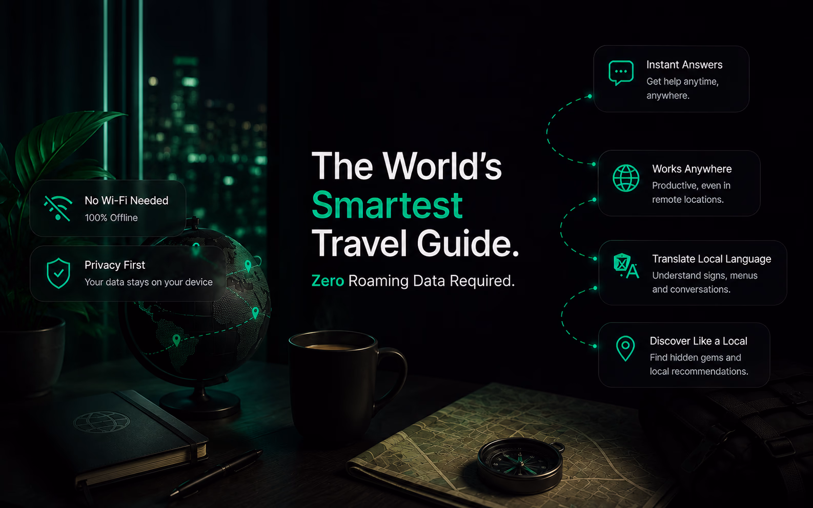 The World’s Smartest Travel Guide. Zero Roaming Data Required.